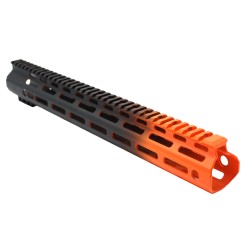 CERAKOTE GRADIENT| AR-15 ANGLE CUT CLAMP ON M-LOK 15 INCH HANDGUARD- BLACK BASE- GRADIENT- HUNTER ORANGE -MADE IN U.S.A CERAKOTE GRADIENT| AR-15 ANGLE CUT CLAMP ON M-LOK 15 INCH HANDGUARD- BLACK BASE- GRADIENT- HUNTER ORANGE -MADE IN U.S.A
